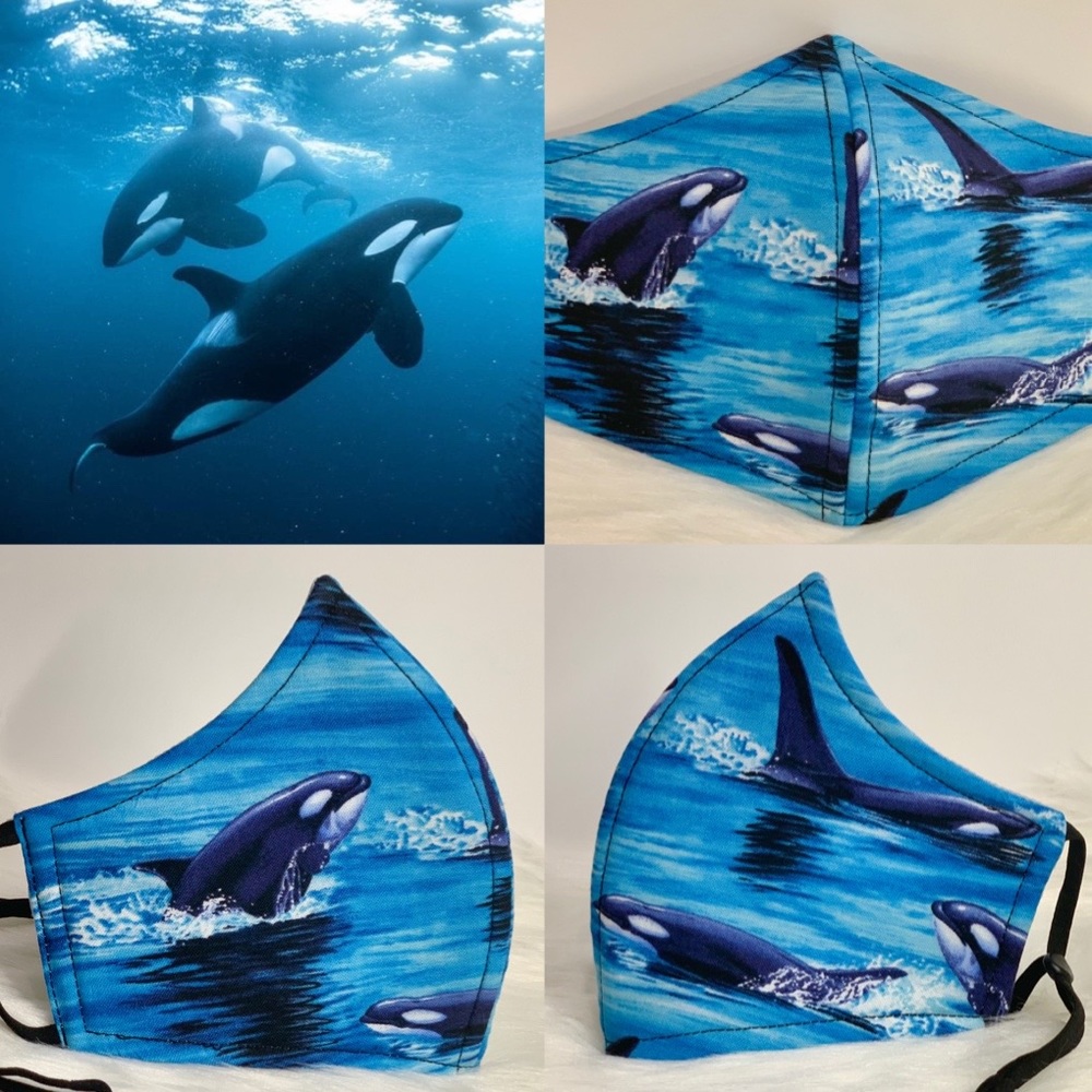 Wild Orcas Killer Whales Designer Aduld face Mask